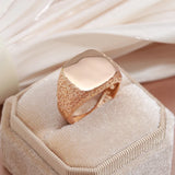 Hot Fashion Big Glossy Simple Square Design Exquisite Relief 14K Filled Rose Gold Men's Rings Fine Jewelry Gift