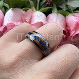 Blue Lapis Whisky Wood Inlay 4 Colors 8mm New Tungsten Carbide Ring for Men and Women Engagement Wedding Band