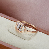 New Elegant Geometric Hexagon Square Filled 14K Rose Gold AAA Zircon Diamonds Trend  Jewelry Party Rings for Women
