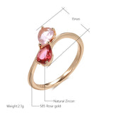 Golden Romantic Pink Filled 14K Rose Gold AAA Zircon Crystals Simple Slim Rings For Women Luxury Jewelry Gift