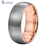 Domed Brushed Multicolor 6mm 8mm Tungsten Comfort Fit Wedding Engagement Ring For Women Men