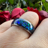 Very Beautiful Domed Polished Bright Opal 8mm Men Women Tungsten Comfort Fit Engagement Wedding Band