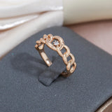 New Arrival High Quality 14K Rolled Rose Gold AAA Zircon Diamonds Curb Chain Rings For Women - Daily Jewelry