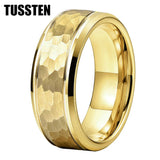 Fabulous Black/Gold/Rose/Original Color 8MM Men Women Comfort Fit Hammer Ring Tungsten Wedding Band