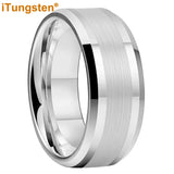 Popular Beveled Center Brushed and Polished 10mm Large Ring Men's Tungsten Engagement Comfortable Fit Ring