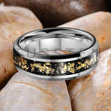 Awesome Gold Foil Inlaid 6/8MM Tungsten Men's and Women's Comfortable Fit Wedding Rings