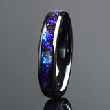 Awesome 4/8mm Colorful Nebula Outer Space Black Tungsten Wedding Engagement Ring - Couple Set For Him And Her