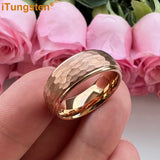 Marvelous Domed Stepped Edges 6mm 8mm Tungsten Hammer Comfort Fit Engagement Wedding Band Men, Women Trendy Jewelry