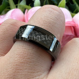 Outstanding Black Carbon Fiber Inlay 8mm Blue Tungsten Men Women Rings Comfort Fit Engagement Wedding Bands