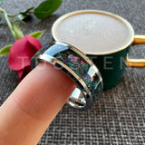 Amazing So Beautiful Galaxy Opal 8MM Tungsten Comfort Fit Engagement Wedding Band For Men Women