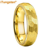 Marvelous Domed Stepped Edges 6mm 8mm Tungsten Hammer Comfort Fit Engagement Wedding Band Men, Women Trendy Jewelry