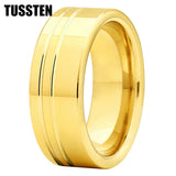 Beautiful 2 Grooves Finish Great Workmanship 8MM Men Women Flat Comfort Fit Wedding Band Tungsten Finger Rings