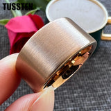 Admirable Flat Brushed Rose-Gold-Color12MM Tungsten Carbide Rings for Men Women Fashion Engagement Wedding Bands