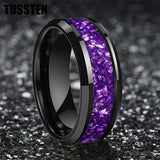 Awesome Purple Crystal Stone Inlaid  6/8MM Men's and Women's Comfortable Fit Wedding Tungsten Carbide Bands
