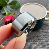 Super Beveled Edges Matte Finish Gold 10/12MM Tungsten Carbide Rings for Men Women, Fashion Engagement Wedding Bands
