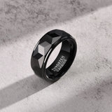 New Arrival Black Anti Scratch Geometric Surface Metal 8mm Tungsten Men Ring,  Engagement, Wedding Band.