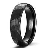 Fabulous New Arrival Popular 6/8mm Black Hammer Pattern Tungsten Carbide Brushed Ring Wedding Bands