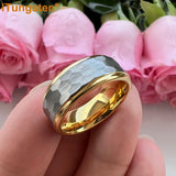 Popular Multicolor 6mm 8mm Men Women Tungsten Hammer Ring Comfort Fit Weddding Band