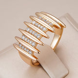 Geometric Rolled 14K Rose Gold AAA Zircon Diamonds Setting Modern Creative Design Fashion Jewelry Ring For Women