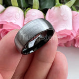 Superb Blue Domed Brushed 6mm 8mm  Tungsten Carbide Ring for Men and Women Comfort Fit Engagement Wedding Band