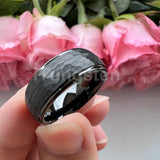 Marvelous Domed Stepped Edges 6mm 8mm Tungsten Hammer Comfort Fit Engagement Wedding Band Men, Women Trendy Jewelry