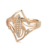 Elegant Geometric Curve 14K Filled Rose Gold With AAA Zircon Diamonds Women's Personality Texture Rings Fine Jewelry