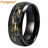Polished Shiny Domed Sandblast Foil Inlay 8mm Tungsten Carbide Comfort Fit Wedding Bands Men/Women Fashion Jewelry