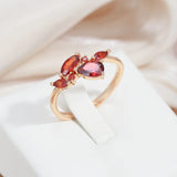 Luxury Orange Red AAA Zircon Crystals 14K Filled Rose Gold Rings For Women Bride Jewelry Party Gift