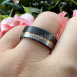 Terrific Offset Groove Brushed Finish 6mm 8mm Mens Womens Tungsten Carbide Ring Comfort Fit Wedding Bands