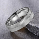 Customized Inlay, 1.5mm Offset Groove Pipe Cut Matte 6MM Gold/Silver Tone Tungsten Blank Core Comfort Fit Rings