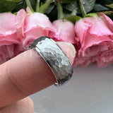 Marvelous Domed Stepped Edges 6mm 8mm Tungsten Hammer Comfort Fit Engagement Wedding Band Men, Women Trendy Jewelry