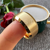 Beveled Edges Matte Finish Gold/Black Tone 10mm Tungsten Carbide Rings for Men Women Fashion Engagement Wedding Band