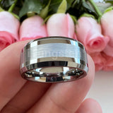 Popular Beveled Center Brushed and Polished 10mm Large Ring Men's Tungsten Engagement Comfortable Fit Ring