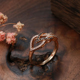 New Crossing Hollow Filled 14K Rose Gold Full Black White AAA Zircon Diamonds Women Fashion Jewelry Party Rings