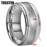 Tungsten Blank Core 3/4MM Groove Stepped Polished 10MM  Comfort Fit Rings and Wedding Bands for Men and Women