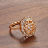Luxury Vintage Texture Design AAA Zircon Diamonds Women's Rings Filled 14K Rose Gold Elegant Party Jewelry