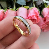 Bright Meteorite Inlay 4mm Popular Women Engagement Wedding Band Tungsten Carbide Comfort Fit Ring