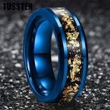 Awesome Gold Foil Inlaid 6/8MM Tungsten Men's and Women's Comfortable Fit Wedding Rings