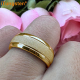 Awesome Domed Grooved Sandblasted 6mm 8mm Tungsten Carbide Comfort Fit Ring for Women Men - Gift Jewelry