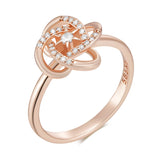 Unique Geometry Cross Flower Rolled 14K Rose Gold AAA Zircon Diamonds Ethnic Bride Rings Daily Jewelry