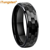 Popular Multicolor 6mm 8mm Men Women Tungsten Hammer Ring Comfort Fit Weddding Band