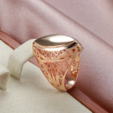 Superb Hollow Pattern Glossy Vintage Fashion Filled 14K Rose Gold Rings For Women - Luxury Ethnic Jewelry