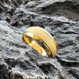 Superb 6/8mm Sandblasted Gold Tungsten Comfortable Fit Ring for Men and Women Fashion Engagement Wedding Band