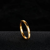 Luxury Gold Color Polished Classic 2mm/4mm Thin Tungsten Carbide Women Men's Rings Simple Round Wedding Bands