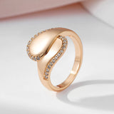 Luxury Vintage Glossy 14K Rolled Rose Gold AAA Zircon Diamonds Pave Setting Rings For Women Trendy Fine Jewelry