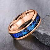 Blue Foil Inlay Beveled Polished Shiny 6/8MM Tungsten Ring for Men Women, Comfortable Fit Engagement Wedding Bands