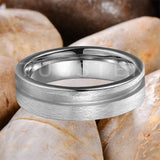 Customized Inlay, 1.5mm Offset Groove Pipe Cut Matte 6MM Gold/Silver Tone Tungsten Blank Core Comfort Fit Rings