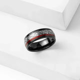 Black Plating Inlay Triple Spiral Pattern Red Guitar String 8mm Tungsten Carbide Rings Wedding Bands For Men Jewelry