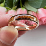 Fine 4mm Men Women Domed Polished Koa Wood Ring Nice Tungsten Comfort Fit Wedding Band Trendy Jewelry