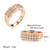 Classic Luxury Filled 14K Rose Gold Full Inlay AAA Zircon Diamonds Hollow Geometric Square Rings Jewelry Rings